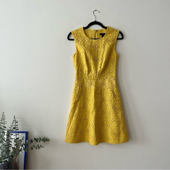 J. Crew Sunflower Yellow Textured Jacquard Eyelet Dress - Picture 2 of 8